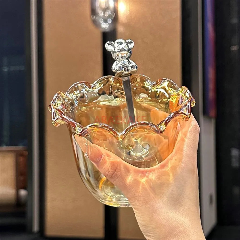 Glass bowl bow salad bowl dessert bowl glass cup milk soybean milk oatmeal cup high temperature resistance