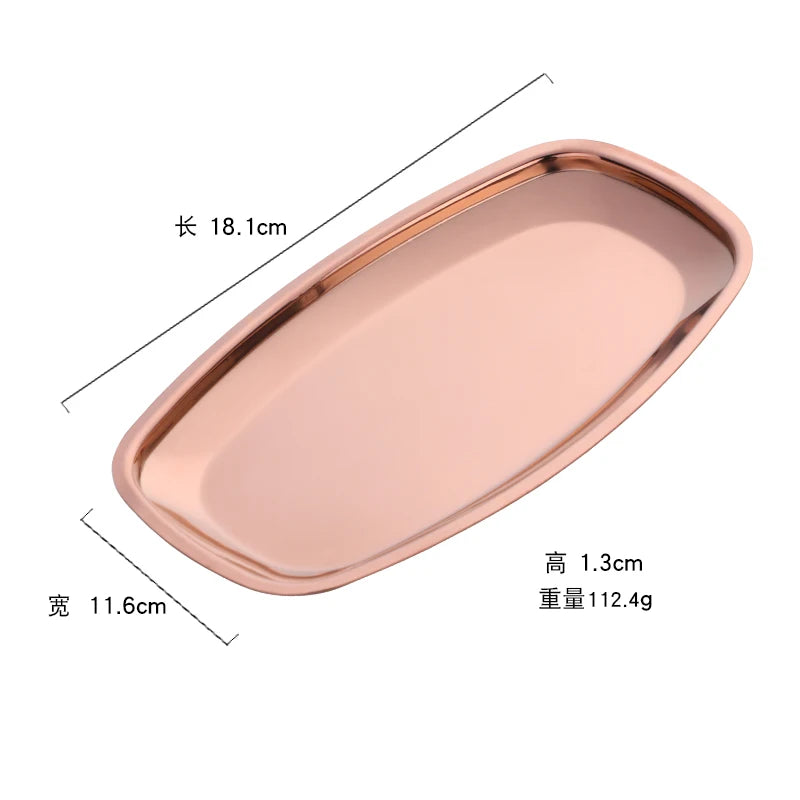 Nordic Style Oval Jewelry Storage Serving Tray Platter Stainless Steel Snack Tray Metal Storage Gold Decoration Home Organizer
