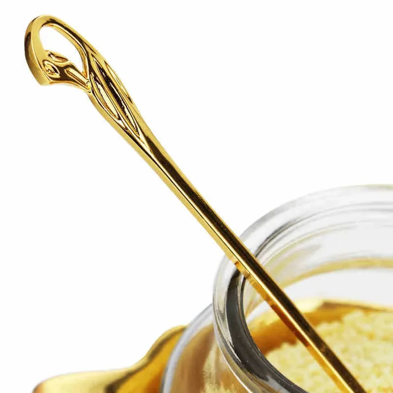 Creative Swan Aluminum Condiment Pot Set Seasoning Container alloy Spice Glass Jar Salt Sugar Bowl Pepper Coffee Organizer