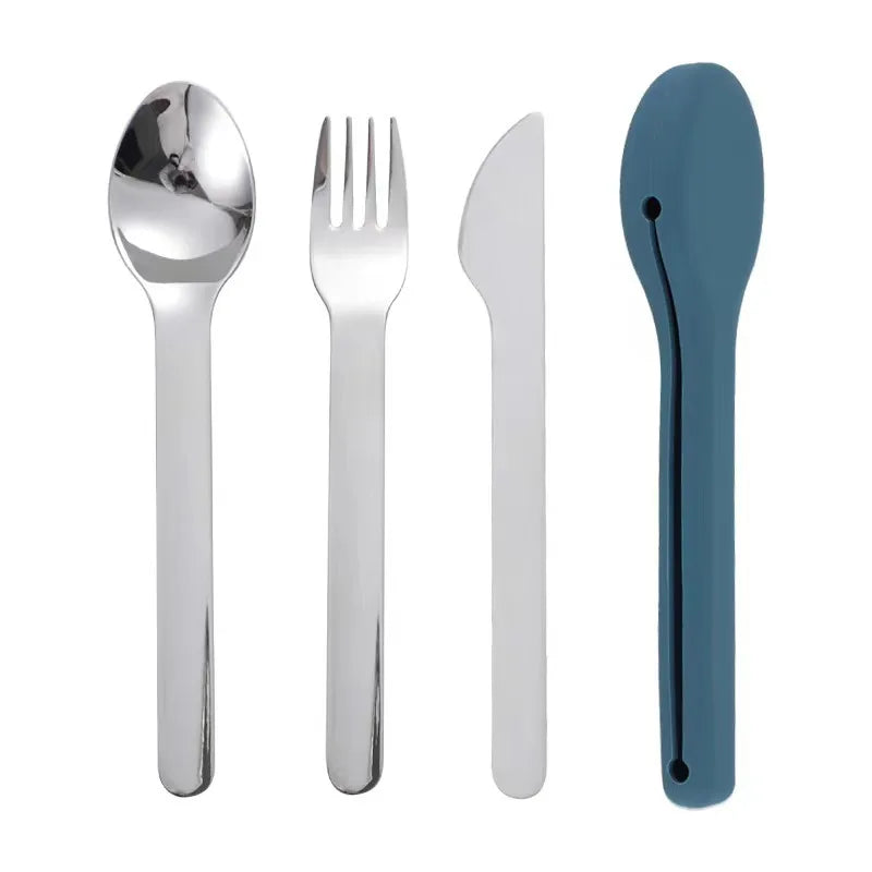 3-Piece Portable Flatware Pocket Utensils Set  Fork Spoon Knife Set with Case for Lunch Travel Camping School Work Picnics