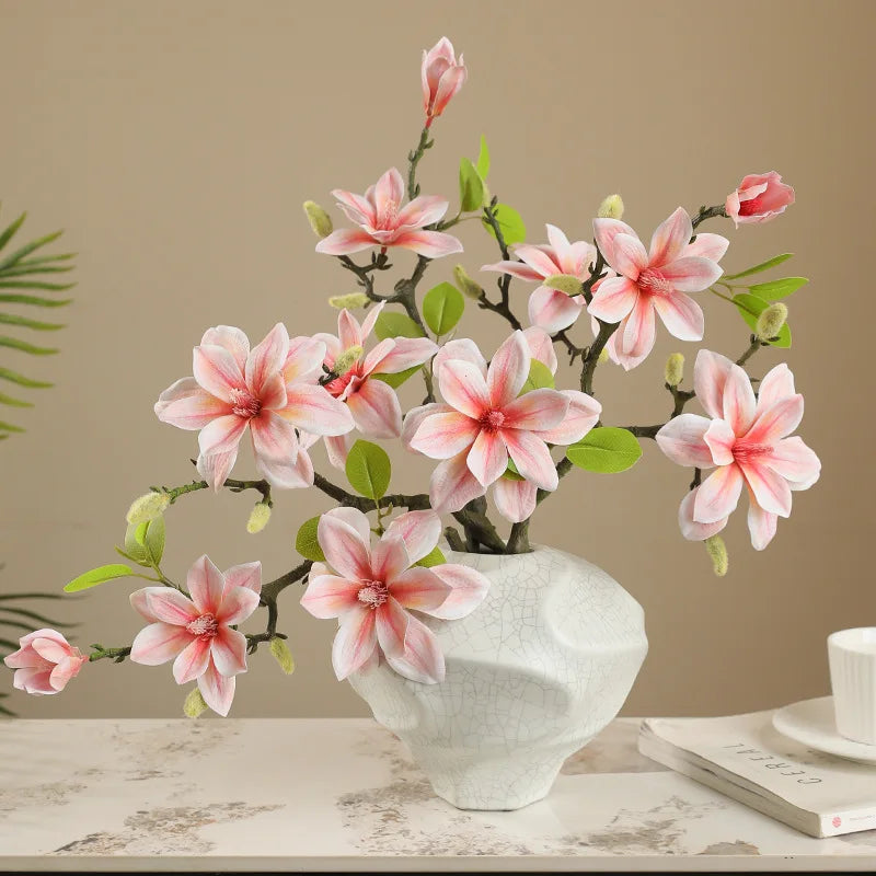 40CM New Chinese Artificial Hand Feel Magnolia Retro Home Furnishing Hotel Forest Garden Landscape Flower Art Magnolia