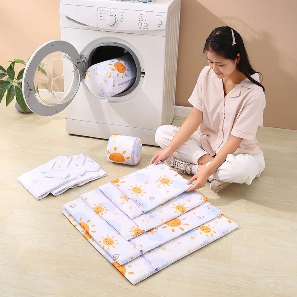 Portable Washing Machine Laundry Bags Printing Mesh Wash Bag Clothing Organizer Foldable Laundry Wash Bag Home