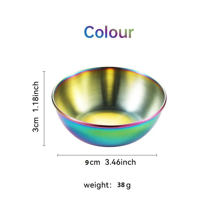 D5 1-2Pcs Stainless Steel Sauce Dishes Appetizer Seasoning Serving Dishes Set Tray Spice Plates Kitchen Tea Coffee Cup Tableware