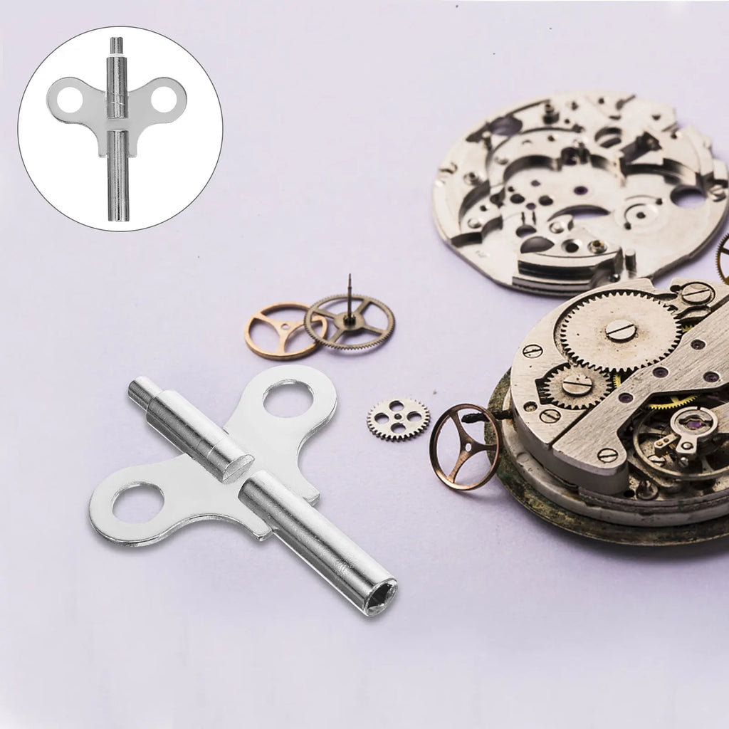 2pcs Clock Winding Key Steel For Wall Grandfather Desk Clocks Timeclock Keys Repair Kit Mechanical Parts Accessories