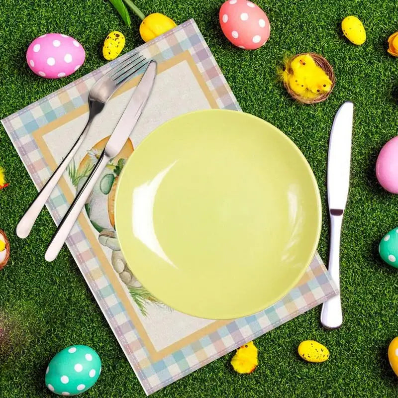 Easter Rabbit placemat Linen Bunny Dining Table Non-Slip Cloth Placemat Spring Holiday Happy Easter Decoration for Home Kitchen