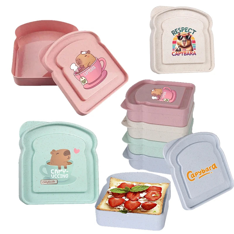 Capybara Sandwich Food Storage Case Container Salad Fruits Snack Storage Box with Lid Reusable Microwave Lunch Box Bread Case