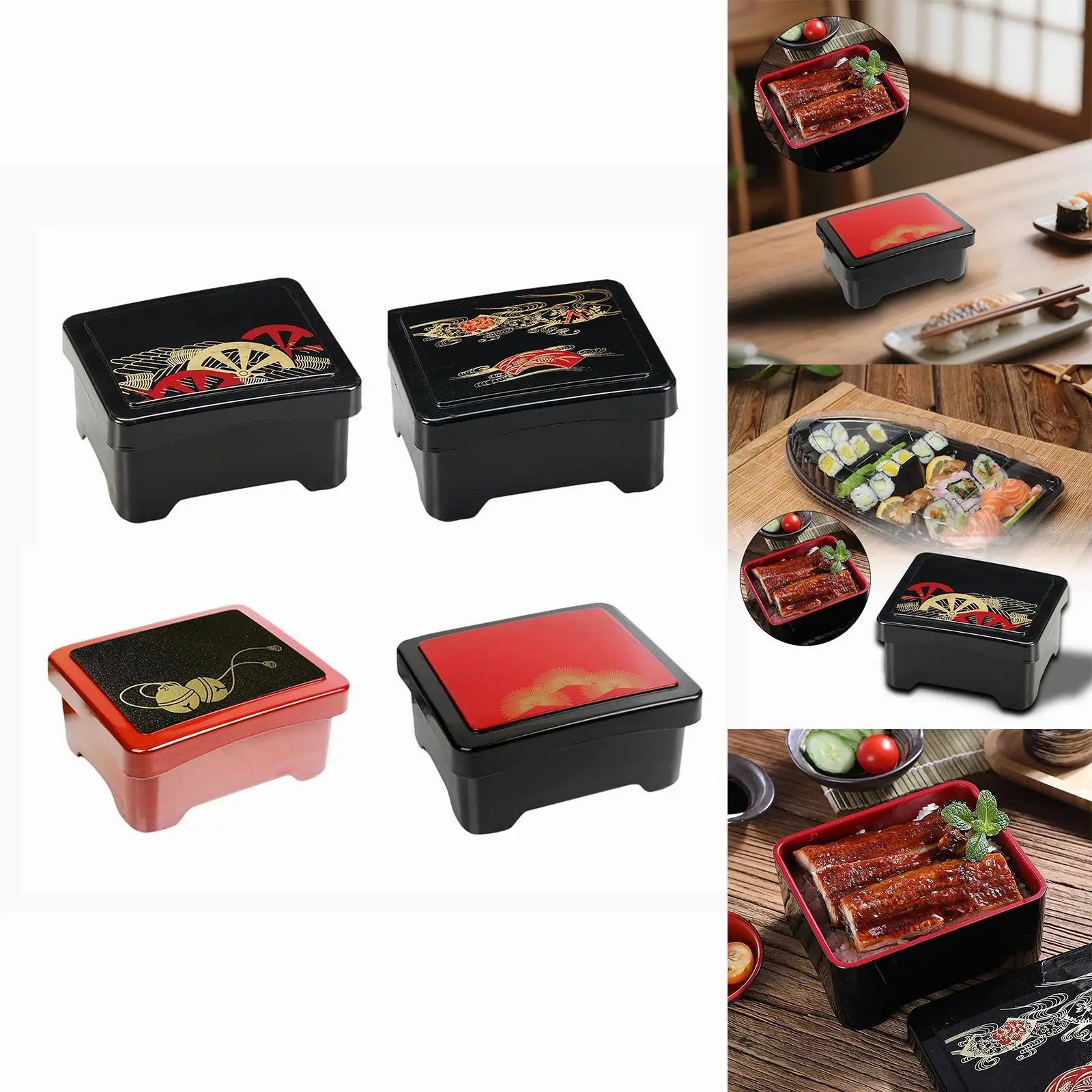 Unadon Box Airtight Lid Reusable Sushi Container Food Container Japanese Lunch Box for Dinner Sushi Dried Fruit Dessert Travel