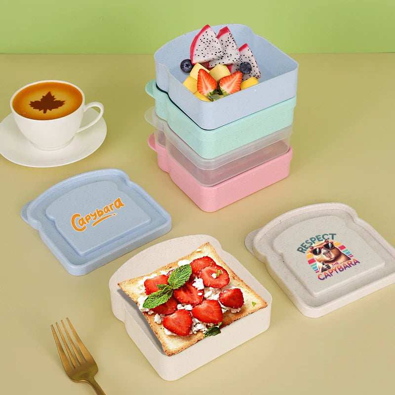 Capybara Sandwich Food Storage Case Container Salad Fruits Snack Storage Box with Lid Reusable Microwave Lunch Box Bread Case