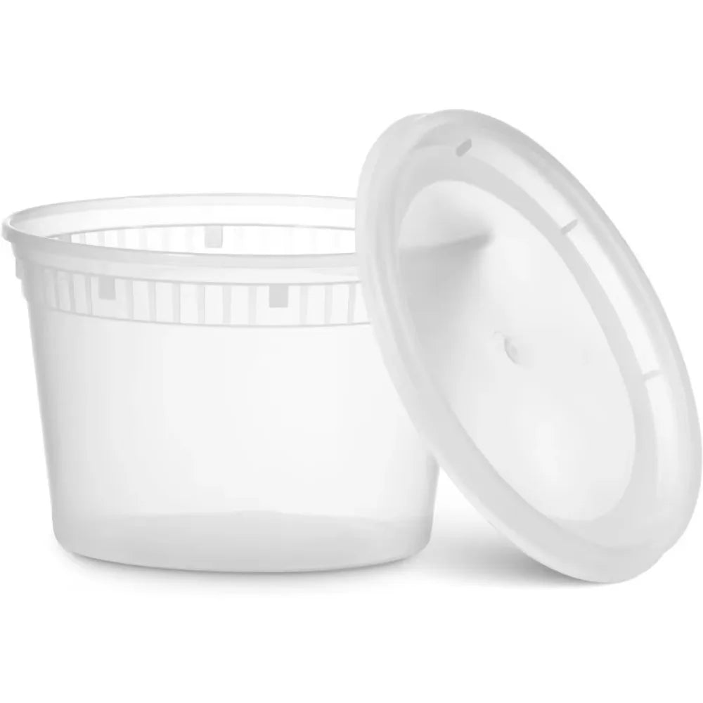 50Pcs Airtight Lid Food Storage Container Round BPA-Free Deli Containers Thickened Plastic Disposable Soup Cup Porridge