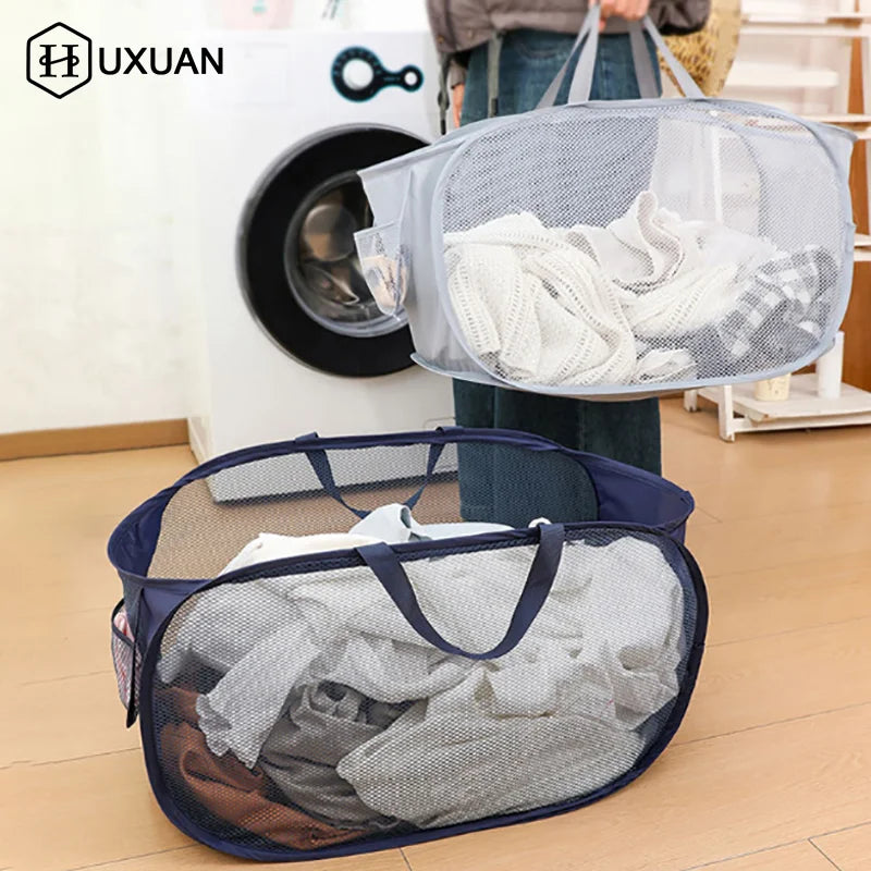 Extra-Large Mesh Laundry Hamper With Handles Foldable Versatile Storage Bag For Dirty Clothes In Multiple Rooms Laundry Baskets