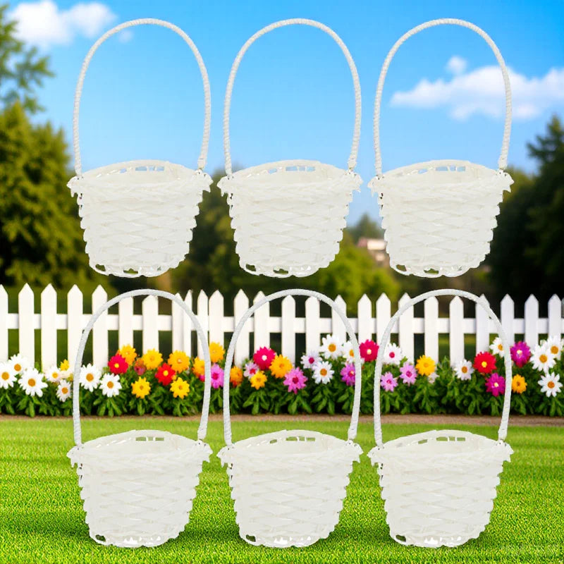 6pcs Woven Storage Baskets Rattan Basket For Home Hotel Organization Natural Decorative Picnic Snack Hamper Picking Planting