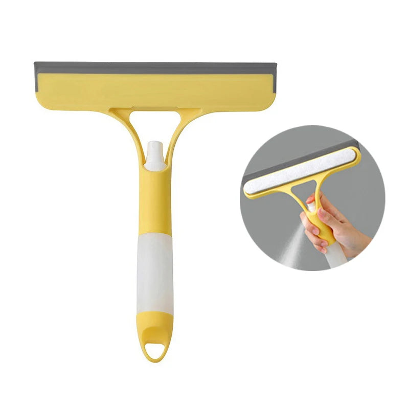 3 In 1 Window Cleaning Brush Glass Wiper For Bathroom Mirror Window With Spray Double-sided Window Cleaner Squeegee Wiper