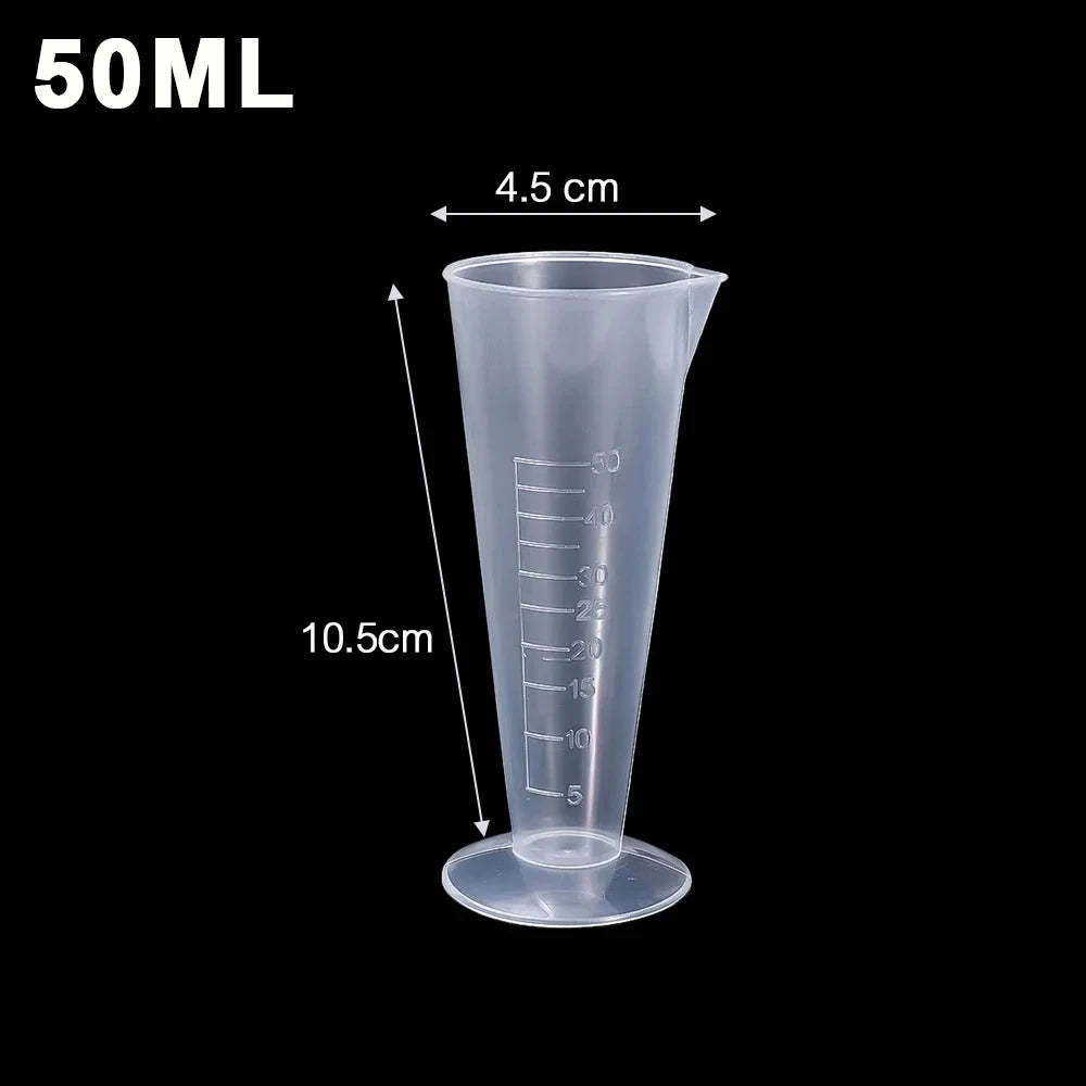 10-1Pcs Triangular Measuring Cup with Scale Transparent Plastic Graduated Cylinder Pour Spout Liquid Container Kitchen Bar Tool