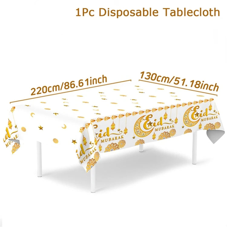 Eid Mubarak Tablecloths Ramadan Decoration for Home 2025 Islamic Muslim Party Decor Ramadan Tableware Supplies Eid Al Adha Gift