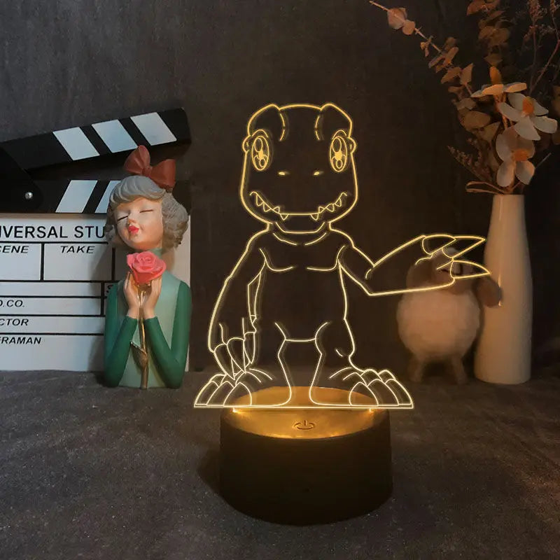 New Digimon Adventure Cartoon Acrylic Table Lamp Agumon Anime Peripheral Doll Creative Gift Trend Ornament Touch Night Light