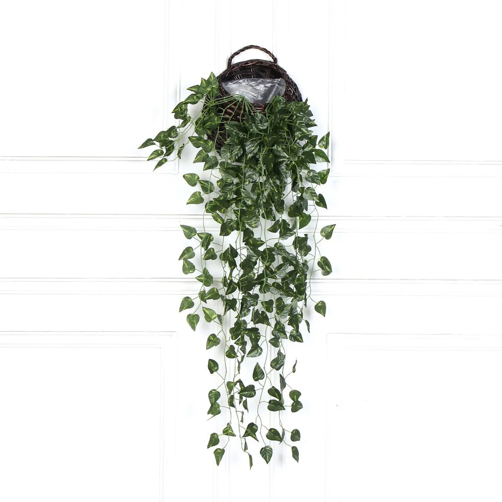 90cm Artificial Green Radish Wall Hanging Plant Rattan Home Living Room Decoration Background Wall Flower Vine Plant