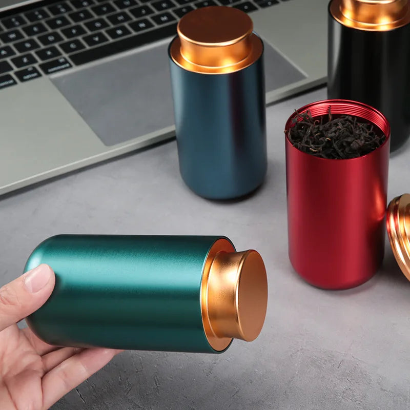 Airtight Jar - Safe Proof Durable Multi-Use Portable Metal Spice Jar Container Waterproof Aluminum Screw-top Lid Lock Odor Case