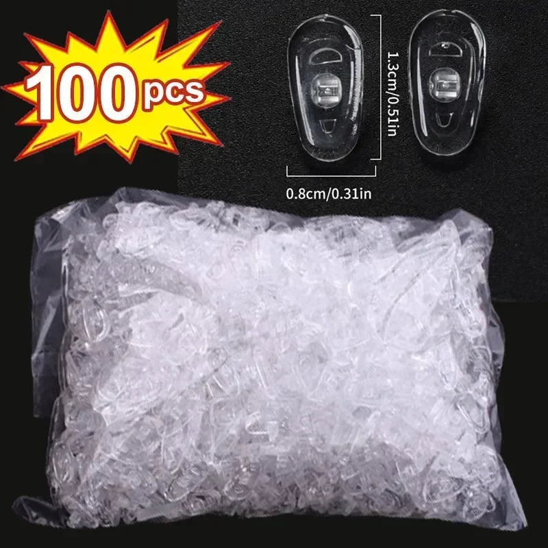 10/100pcs Eyeglasses Nose Pads with Screwdriver Soft Silicone Airbag Glasses Anti-slip Nose Pad Screw Replacement Repair Tools