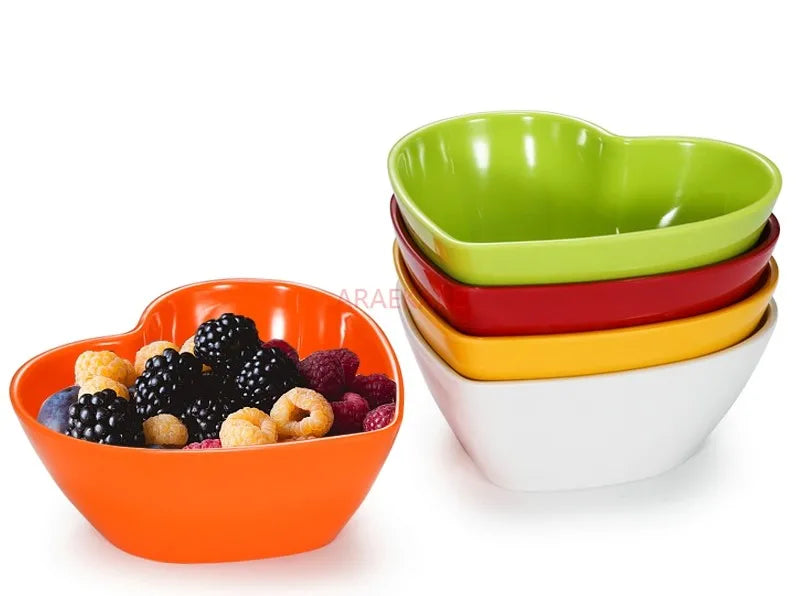 Medium love shaped bowl plastic melamine Dim sum tableware breakfast bowl dessert bowl fruit salad bowl