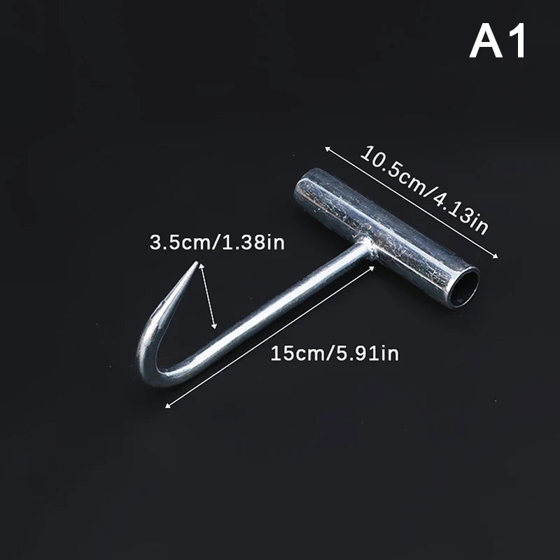 Kitchen Sausage Bacon Meat Processing T Hooks T-Handle Meat Boning Hook For Kitchen Butcher Shop Restaurant BBQ Tool