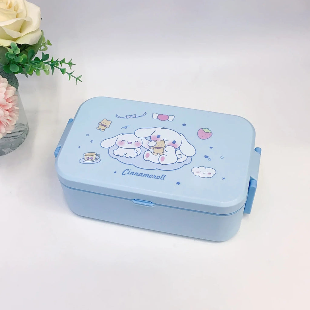 Hot Sanrio Kuromi Lunch Box Kawaii Anime Fashion Student Double-Layer Food-Grade Microwave Heating Drop-Resistant New Style