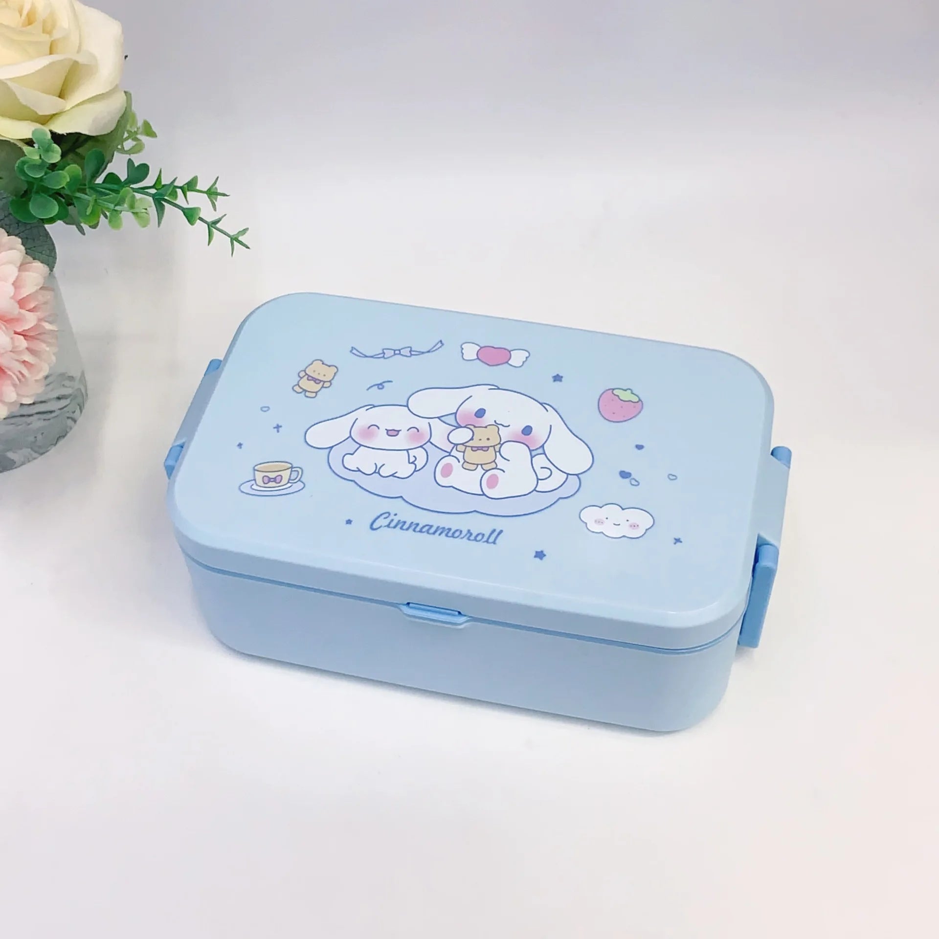 Hot Sanrio Kuromi Lunch Box Kawaii Anime Fashion Student Double-Layer Food-Grade Microwave Heating Drop-Resistant New Style