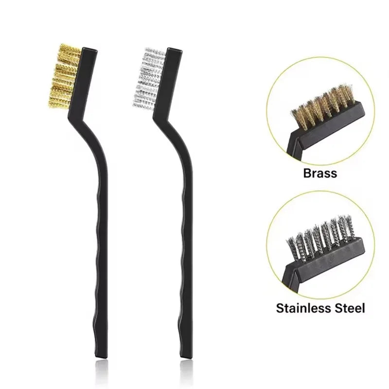 2pcs Wire Brushes Wire Brush and Copper Brush Stainless Rust Scrub Remove Cleaning Tools Mechanical Parts Cleaning Accessories
