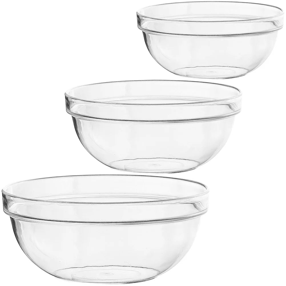 3Pcs Fruit Salad Bowl Clear Pet Material Multi-Functional Home Restaurant Party Decorative Storage Container