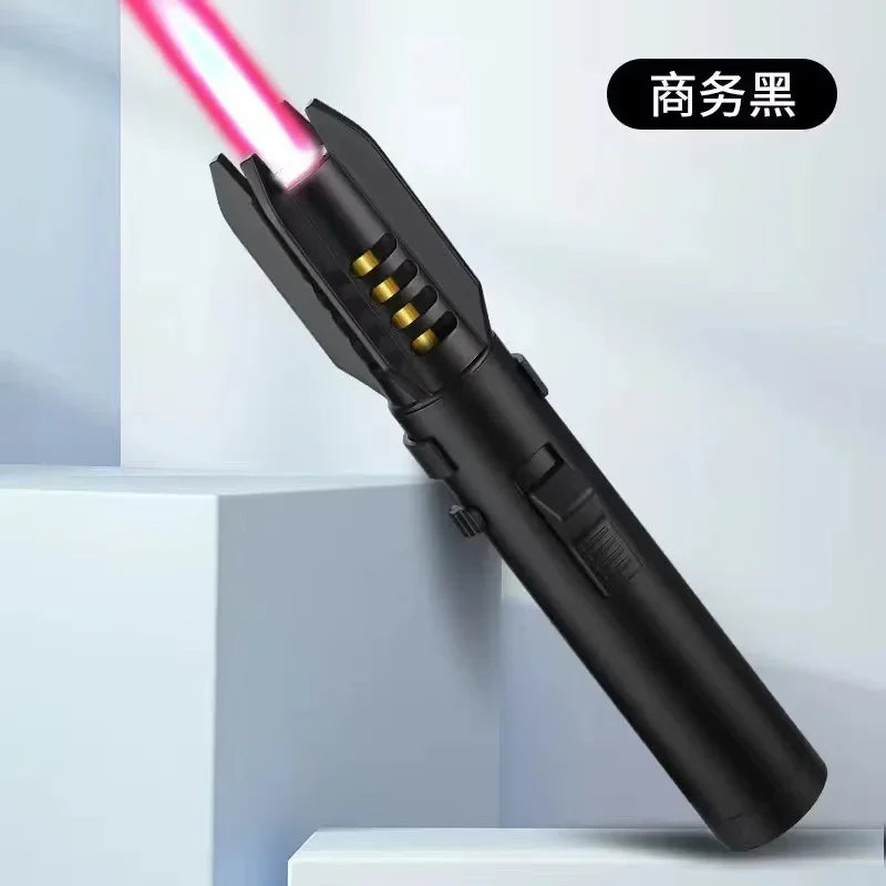 Metal Lightsaber Style Gas Lighter Powerful Red Flame Turbine Jet Torch Outdoor Compass Windproof Lighter BBQ Welding Cigar Tool