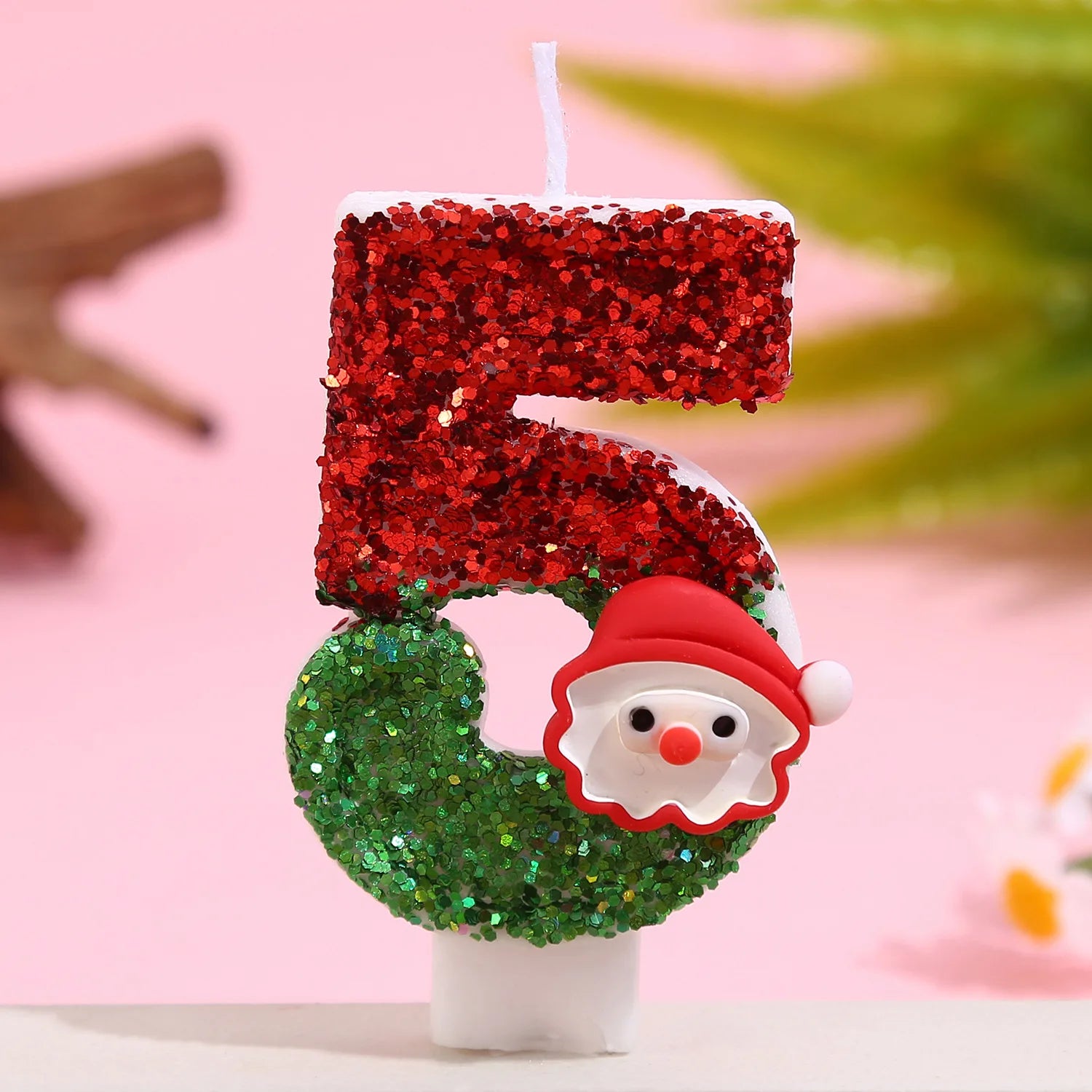 Santa Claus Birthday Candle Decoration Party Cake Candle Atmosphere Photo Christmas Mixed Color Sequin Decoration