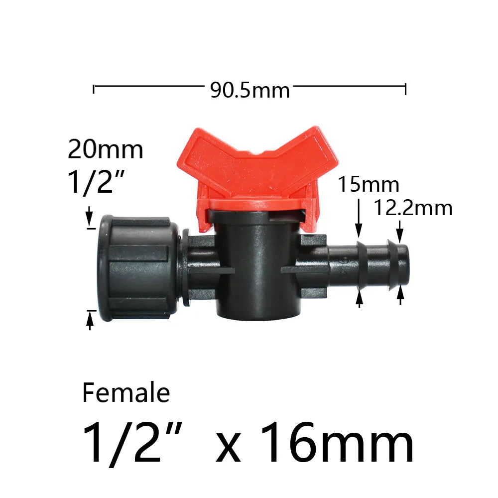Miniature Plastic Shut Off Coupling Valve Connectors for 4/7 8/11 10/16/20/25mm Hose Garden Water Irrigation Pipe Adaptor Barb