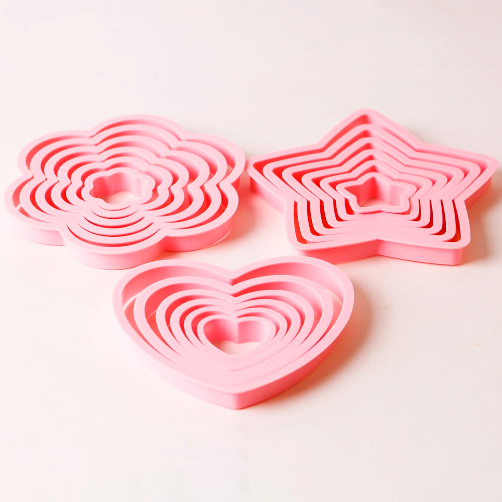 1set/3sets Pink Heart Star Flower Cookie Biscuit Cutter Stencil Molds Kitchen Baking Tools Set