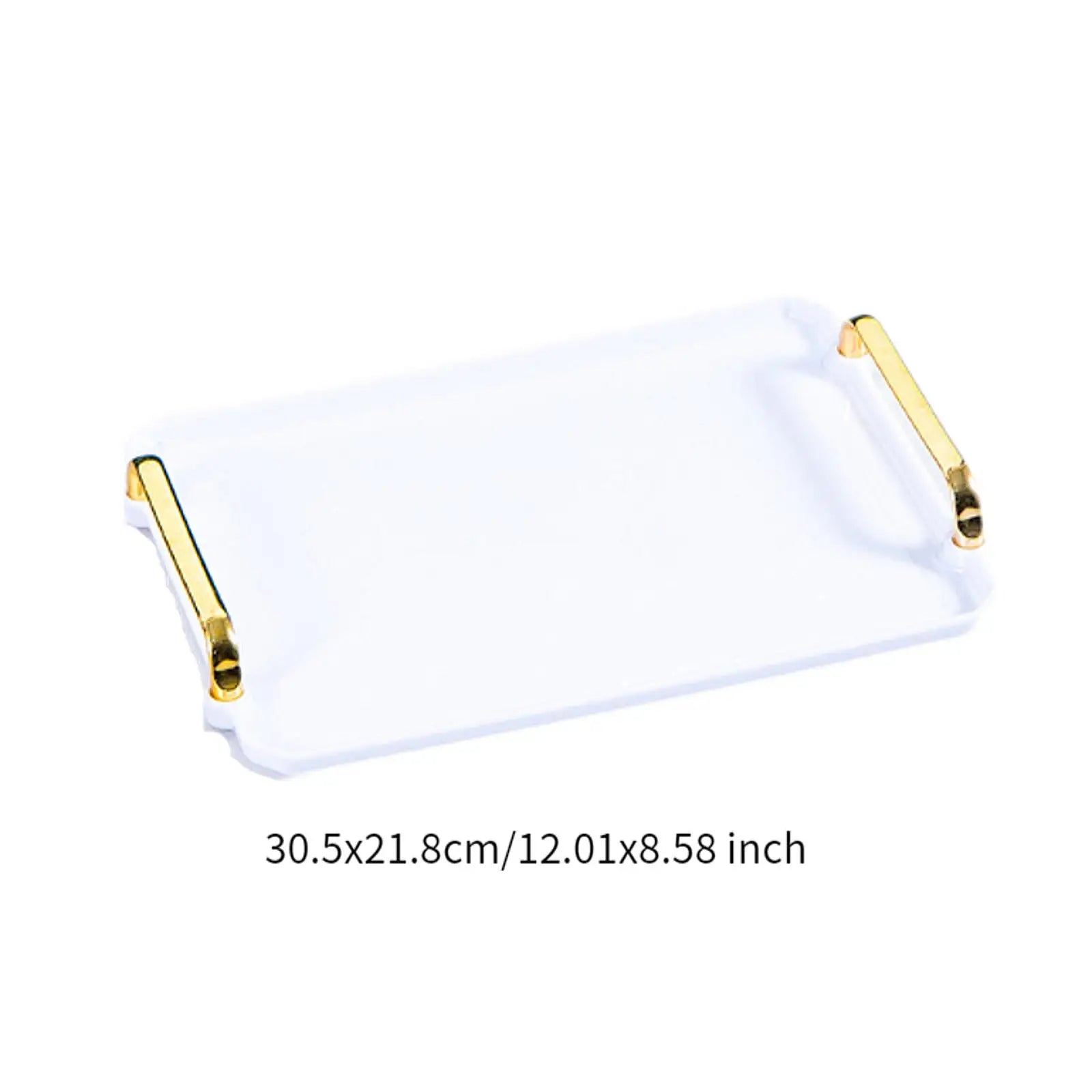 Rectangular Serving Tray with Handle Cosmetic Jewelry Dish Bathroom Decorative Tray Table Storage Organizer for Home Hotel