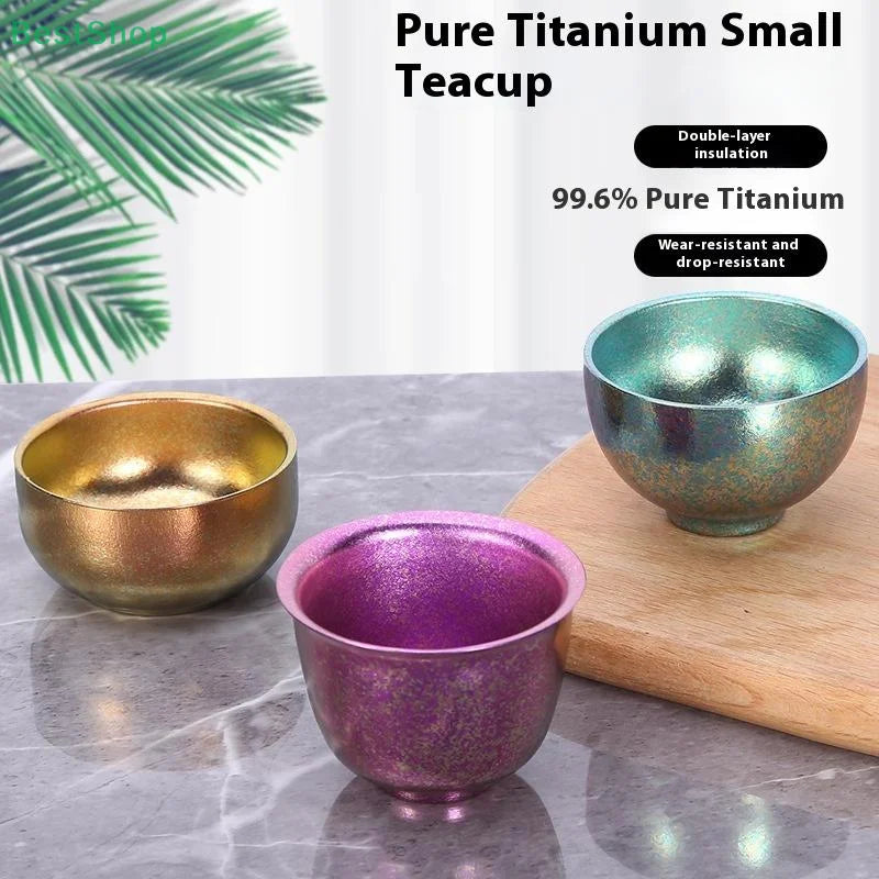 Pure Titanium Small Tea Cup Coffee For Outdoor Portable Camping Coffee And Tea Tableware Brewing Hiking Tea Cup Teapot