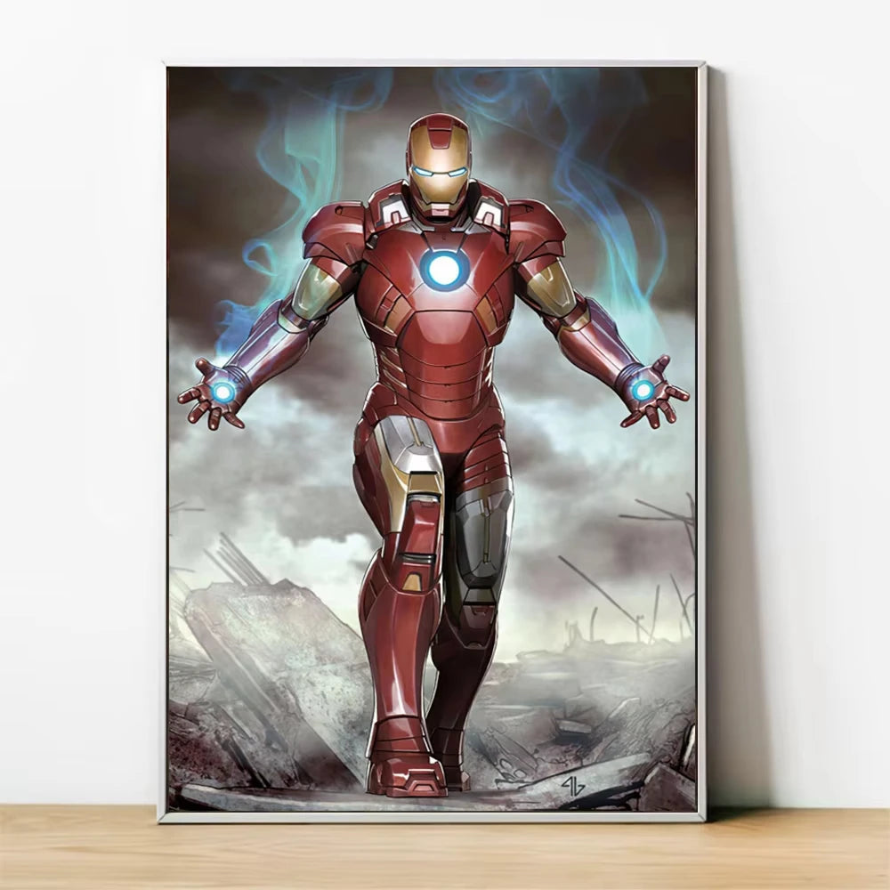 MINISO Marvel Superheroes Avengers Spider-Man Iron Man Parlor Bedroom Decorative Art Posters Wall Mural Canvas Painting Printing