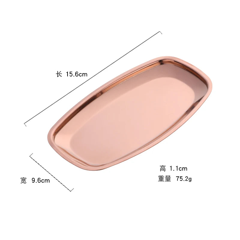 Nordic Style Oval Jewelry Storage Serving Tray Platter Stainless Steel Snack Tray Metal Storage Gold Decoration Home Organizer