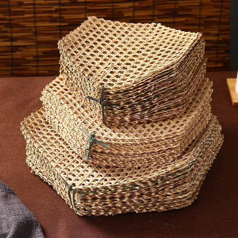 Hand Made Bamboo Mesh Steamer Mat Plate Sushi Food Meat Decorate Woven Table Mat Vegetables Bread Folding Basket Liners Rack