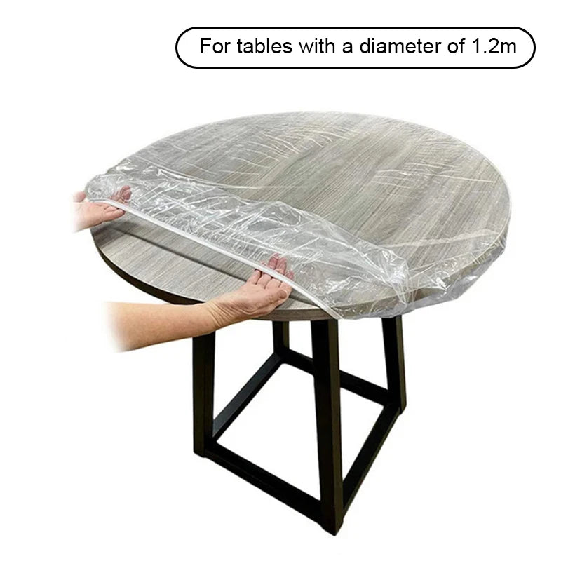 10pcs Fitted Round Tablecloth Transparent Waterproof Oil-Proof Table Cover Protector Cloth Dinning Table Table Covers Home