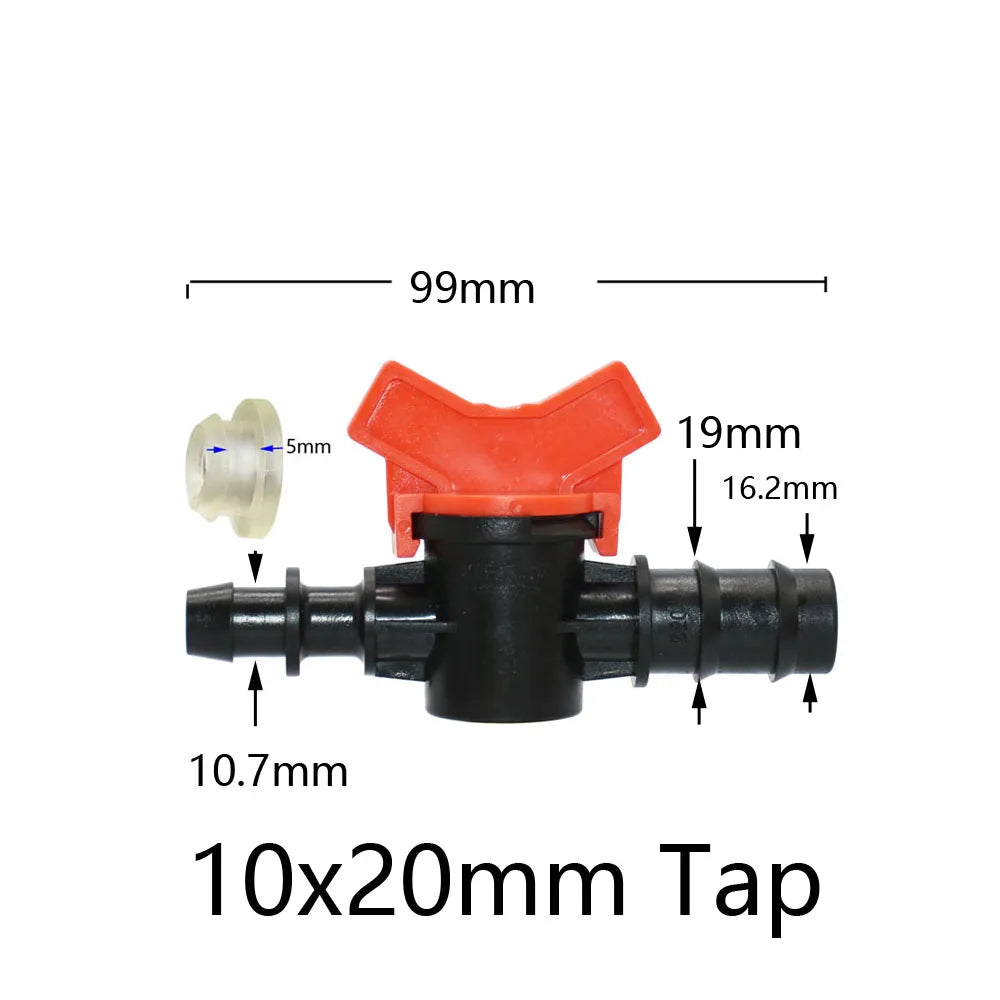 Miniature Plastic Shut Off Coupling Valve Connectors for 4/7 8/11 10/16/20/25mm Hose Garden Water Irrigation Pipe Adaptor Barb