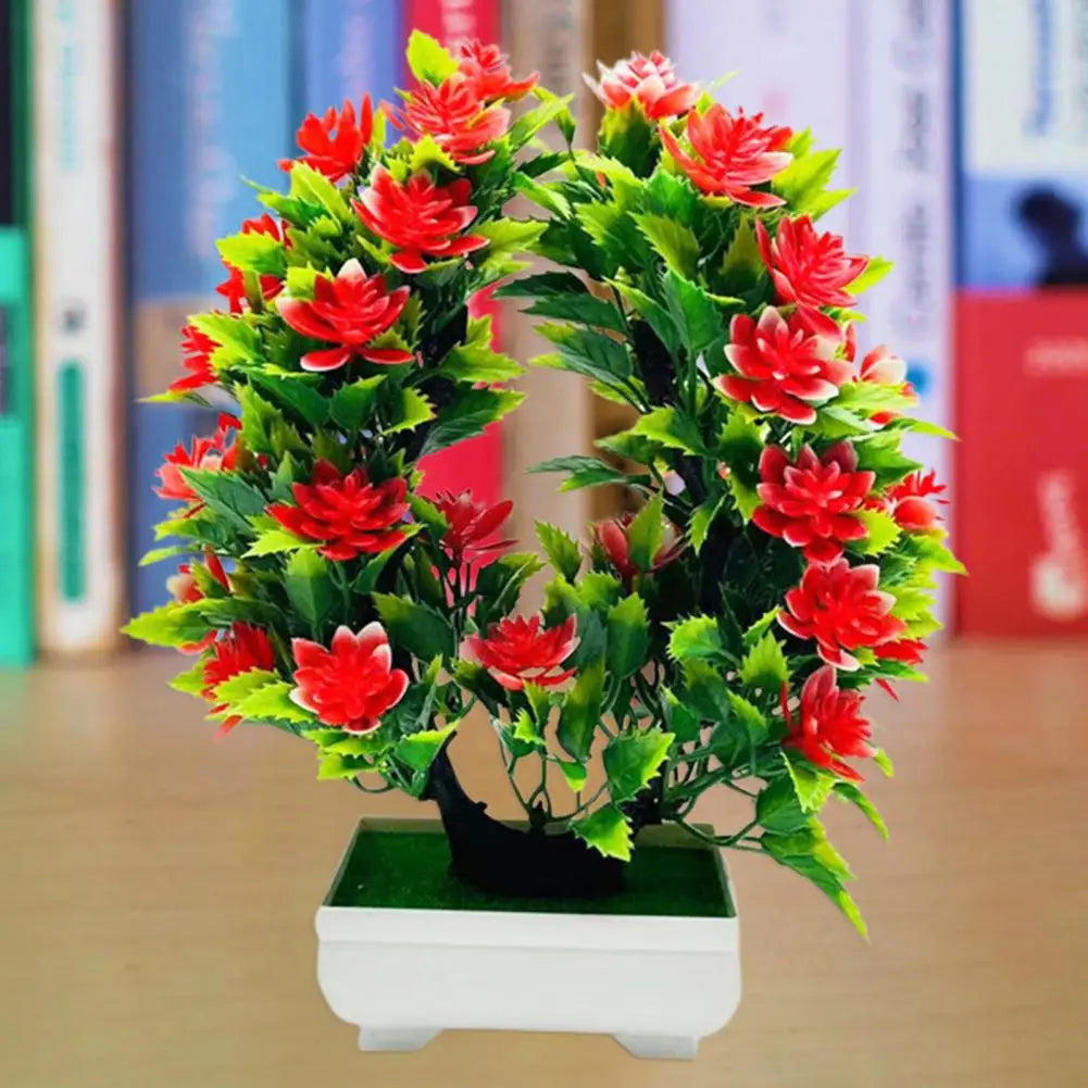 Artificial Flower Bonsai Realistic UV Resistant Plastic Easy Care Fake Flowers Bonsai for Outdoor