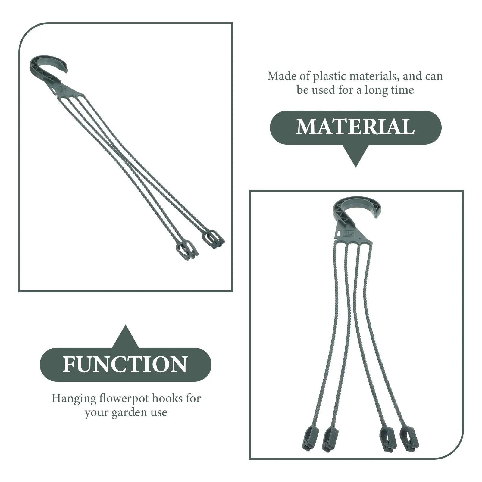 5pcs Plastic Plant Hanging Basket Hooks Hanging Planter Holder multiuse Flower Pot Hangers Garden Basket Hanging Chains 4 Hooks