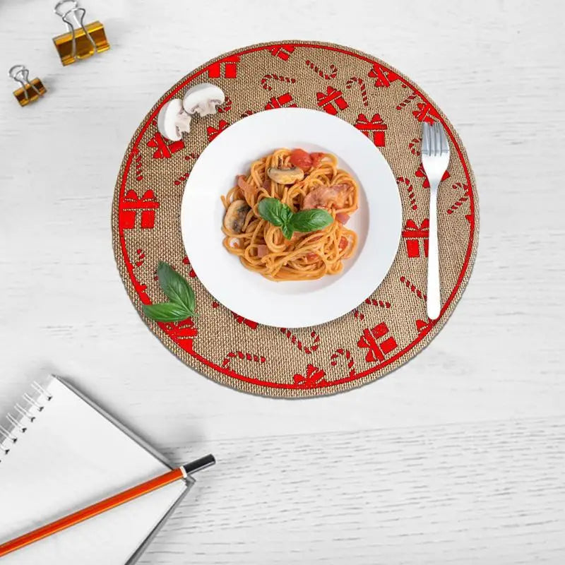 Christmas Dining Table Napkin Mats Linen Waterproof Placemats Kitchen Table MATS Western Food Napkins Tablecloth Kids Favors