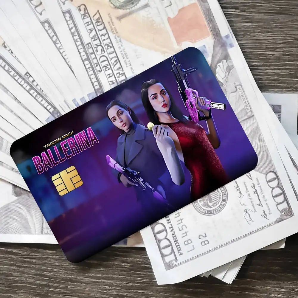 Action Crime MOVIE Ballerina Poster Credit Skin Cover Card Stickers 4PCS Film Bus Pass Front Decoration Bank Debit Waterproof