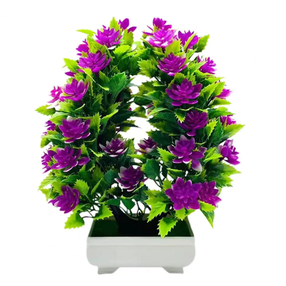 Artificial Flower Bonsai Realistic UV Resistant Plastic Easy Care Fake Flowers Bonsai for Outdoor