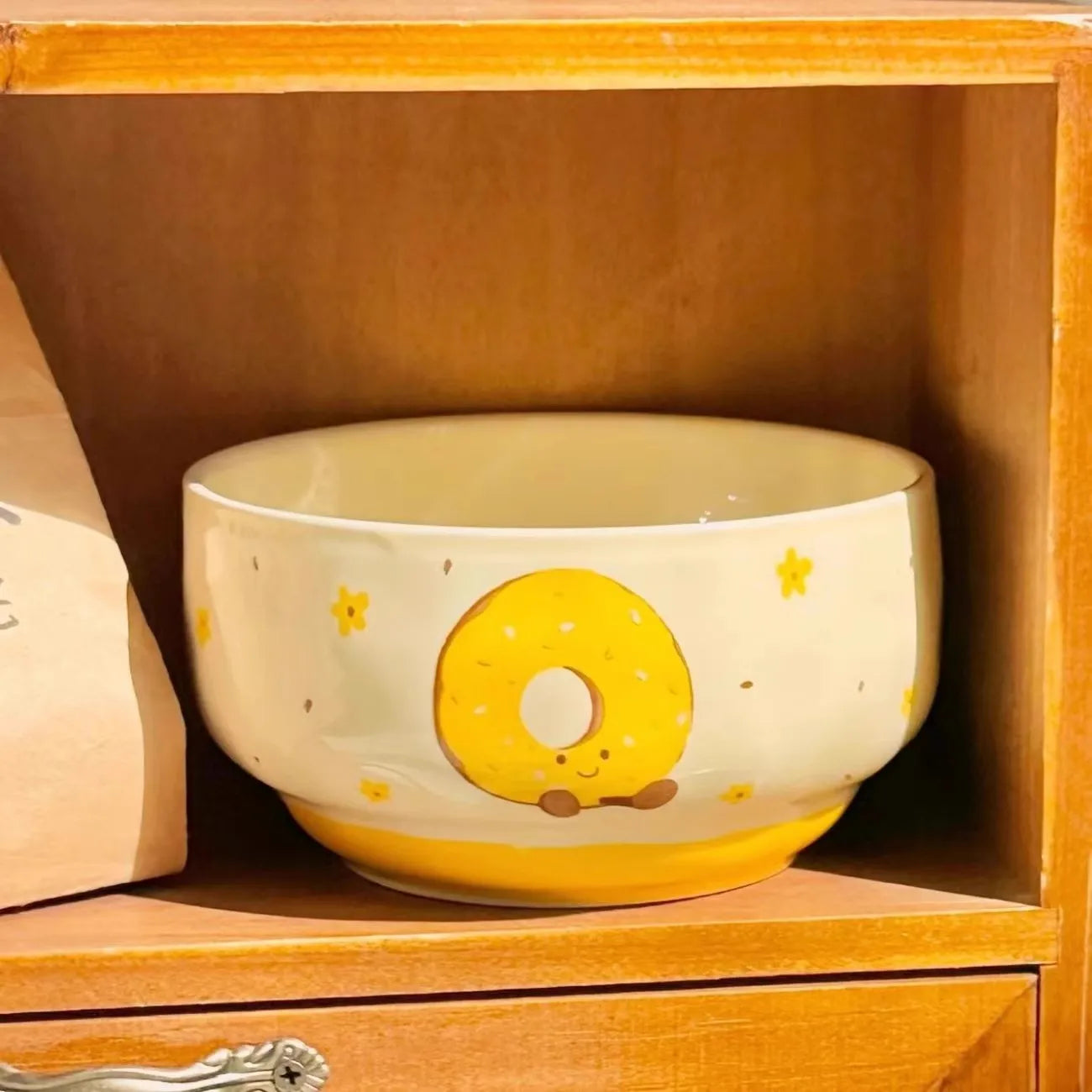 Cute Ceramic Bowl Household 4.5 Inch Cartoon Cake Pattern Instant Noodles Bowls Aesthetic Underglazed Colour Dinner Tableware