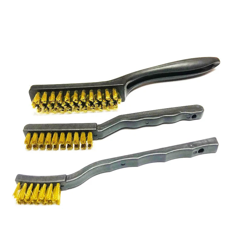 2pcs Wire Brushes Wire Brush and Copper Brush Stainless Rust Scrub Remove Cleaning Tools Mechanical Parts Cleaning Accessories