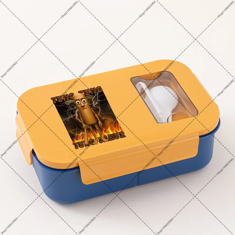 Italian Brainrot Lunchbox Cartoon Pattern Printed Bento Lunch Box Tung Tungtung Sahur Telala Funny Shark Food Storage Containers