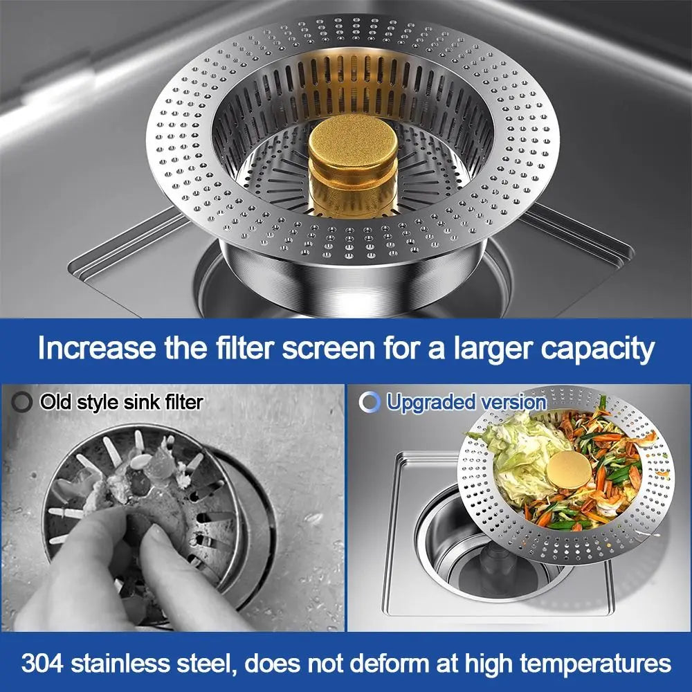 Upgraded 3 in 1 Kitchen Sink Drain Strainer Pop Up Anti-Clogging Sink Strainer Basket Premium Deodorant Sink Stopper for Kitchen