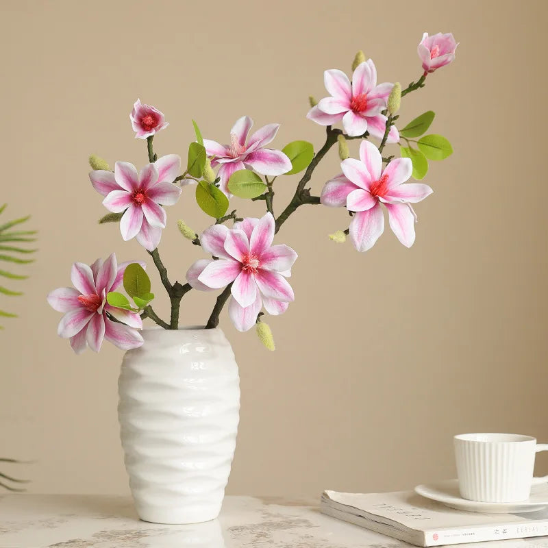 40CM New Chinese Artificial Hand Feel Magnolia Retro Home Furnishing Hotel Forest Garden Landscape Flower Art Magnolia