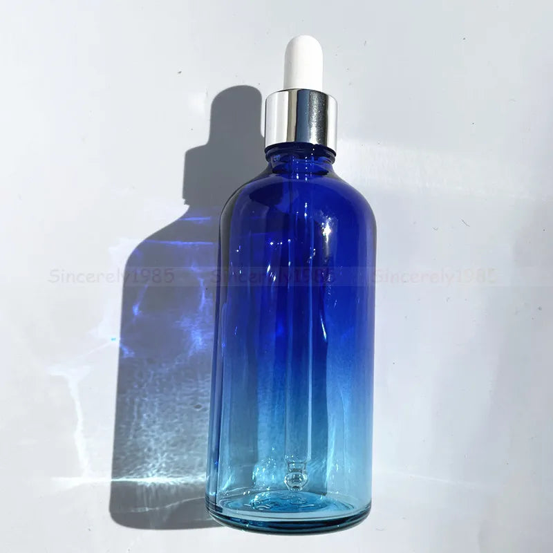 1X 3x 100ml Gradient Color glass bottle with Silver Perfume Sprayers, Essential Oil Glass Droppers, Serum Cream Pump
